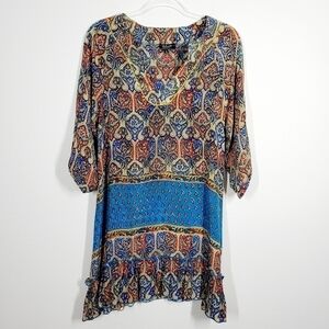 TOLANI 3/4 SLEEVE 100% SILK DRESS